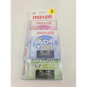 Maxell Color Mini DVD-R Camcorder Media 5 Pack 1.4 GB 30 Min – Factory Sealed